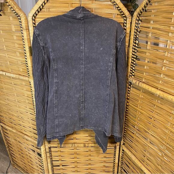 Leo & Nicole Gray cotton Jacket with Waterfall Front 2X lagenlook layering - Picture 9 of 10